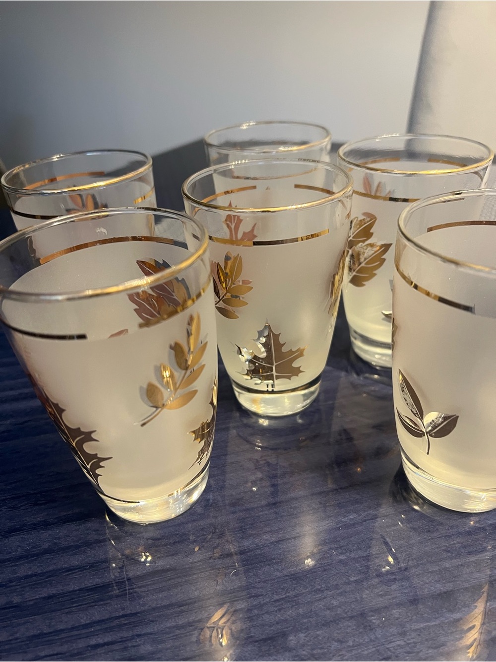 6 Vintage Golden Foliage Tumblers By Libby-10 oz - Picture 2 of 8